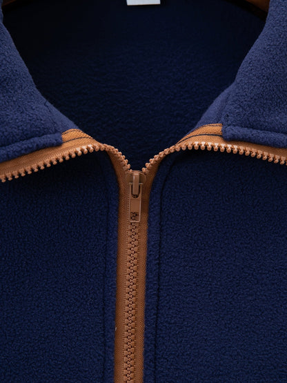 Fleece Pullover Herren Stehkragen Halb-Reißverschluss