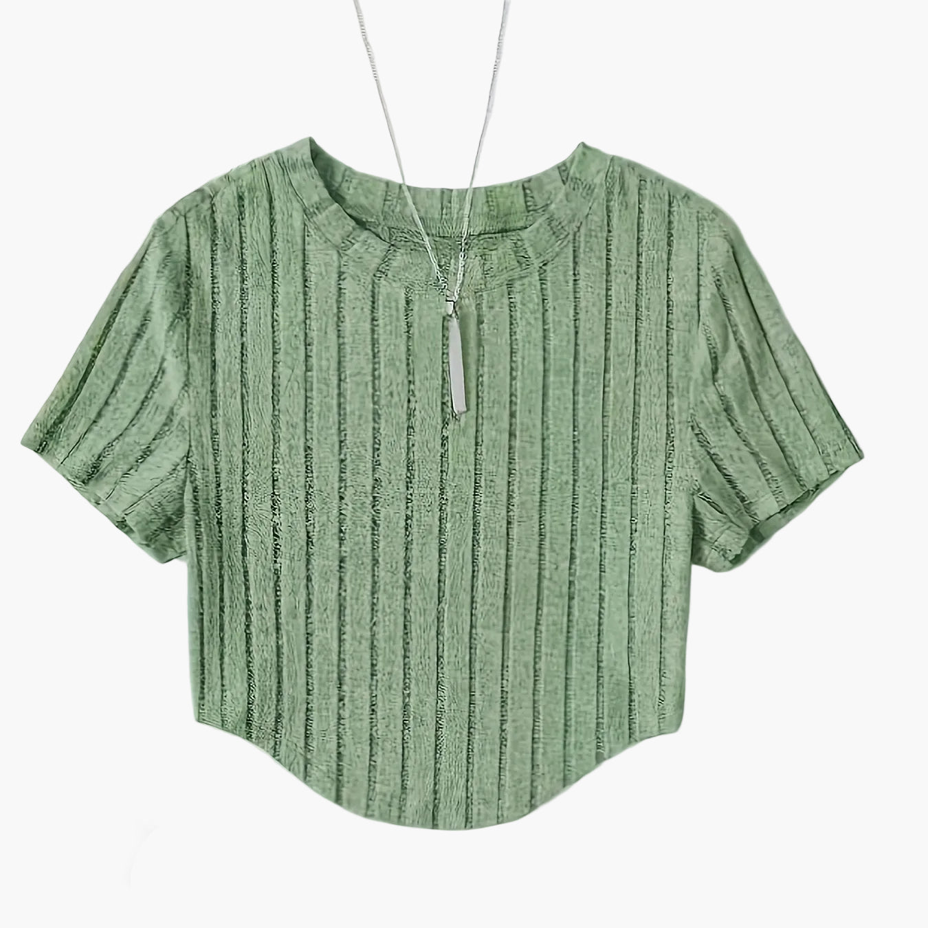 Dame kortermet ribbestrikket crop-top – avslappet sommer fritidsskjorte