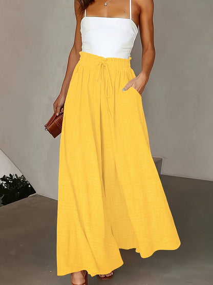 Pantaloni palazzo a vita alta da donna con cintura a fiocco – Stile elegante casual per tutti i giorni e ufficio
