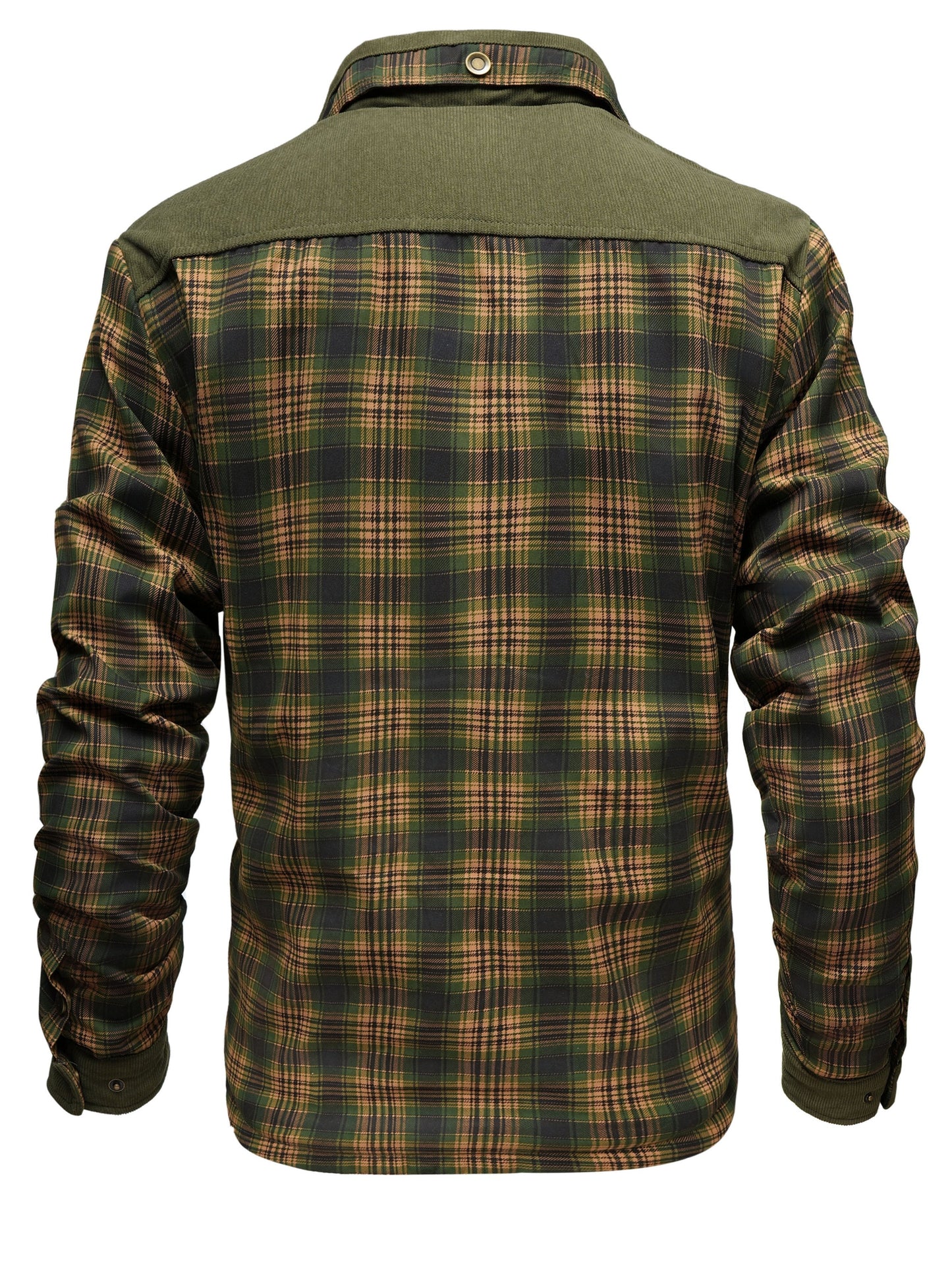 Geruit herenoverhemd met warme voering en corduroy-details
