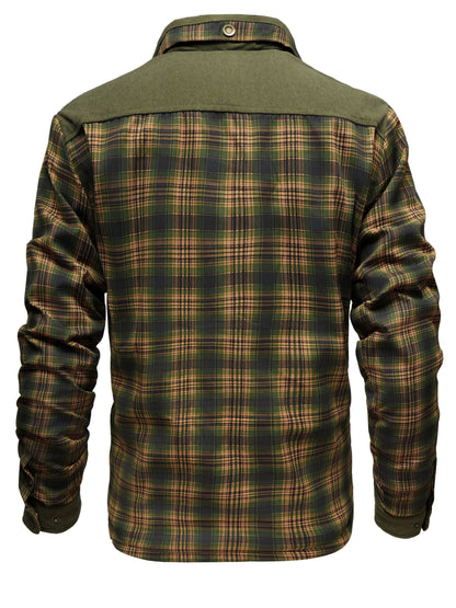 Geruit herenoverhemd met warme voering en corduroy-details