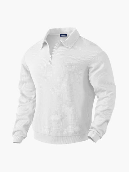 Herre pullover med halvlukning og moderne strukturmønster – Smart casual og kontor