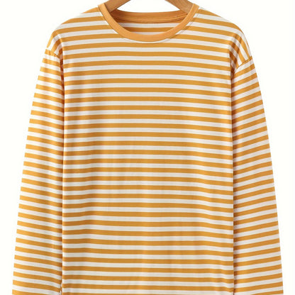 Gestreiftes Langarmshirt Rundhals Casual Blau Weiß