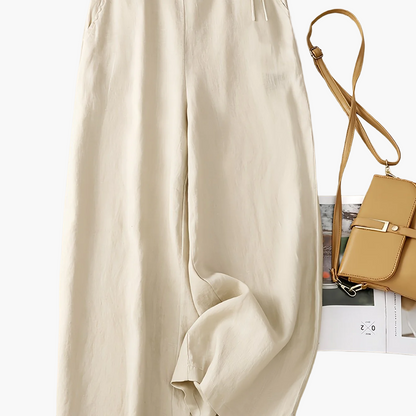 Pantaloni da tempo libero donna a gamba larga con vita alta e coulisse – Look estivo elegante per tutti i giorni e l’ufficio