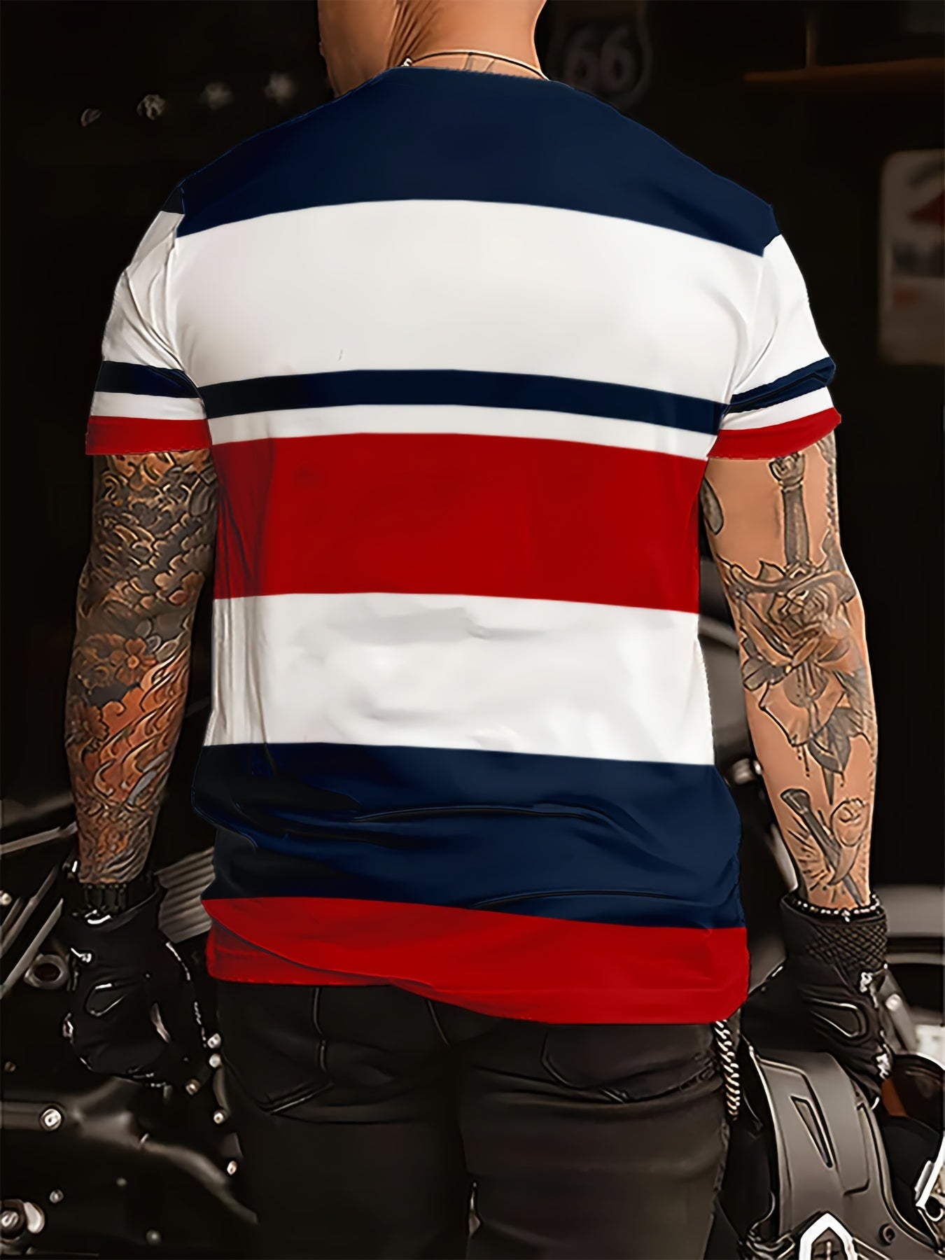 Herren Freizeit T-Shirt mit Streifen und modernem Print – Perfekt für Alltag und sportliche Aktivitäten