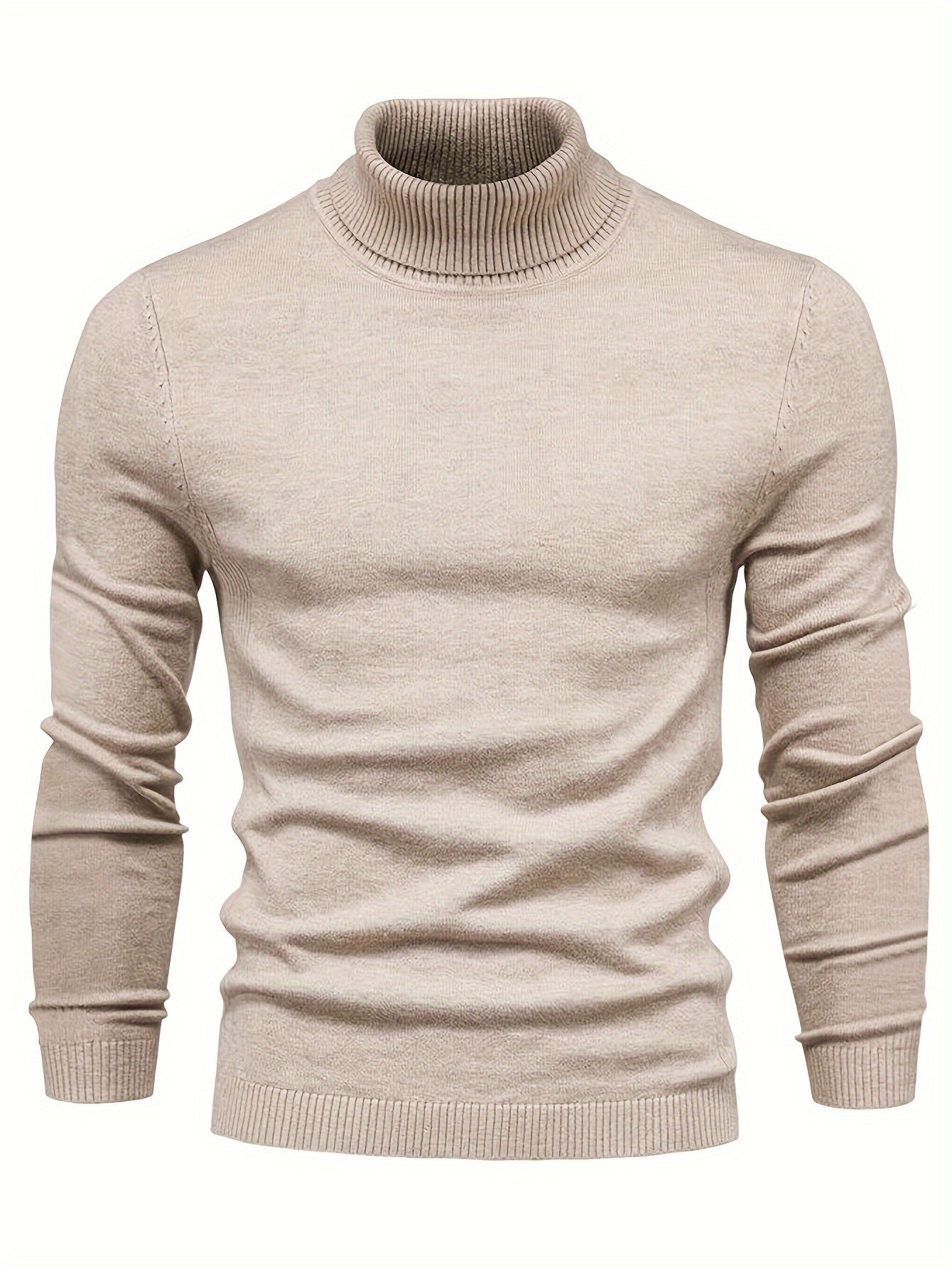 Klassisk ribstrikket rullekravesweater til mænd