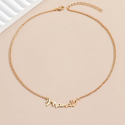 Damhalsband Mama-ord med hjärthänge – Elegant present till mammor, vardag och speciella tillfällen