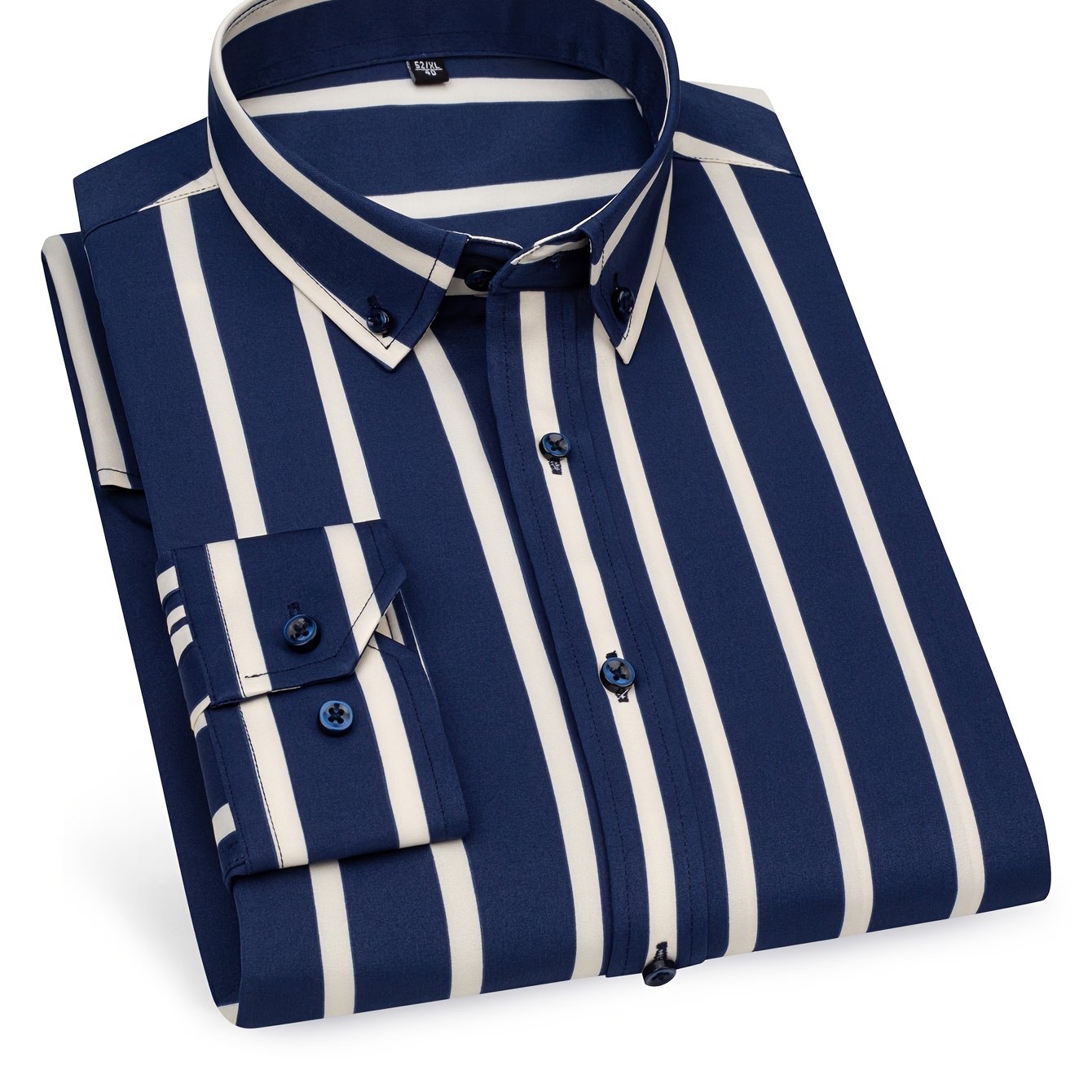 Chemise décontractée homme slim fit à rayures avec patte de boutonnage – Parfaite pour le quotidien et les sorties