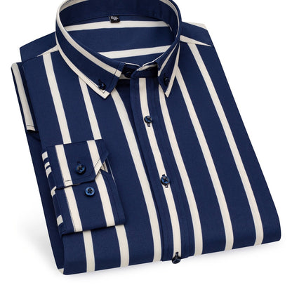 Chemise décontractée homme slim fit à rayures avec patte de boutonnage – Parfaite pour le quotidien et les sorties