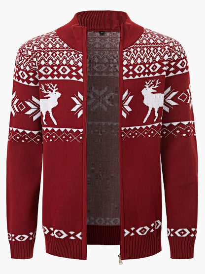 Herren Strickjacke mit Rentiermuster – Winterliche Casual Strickmode für Freizeit und Feste