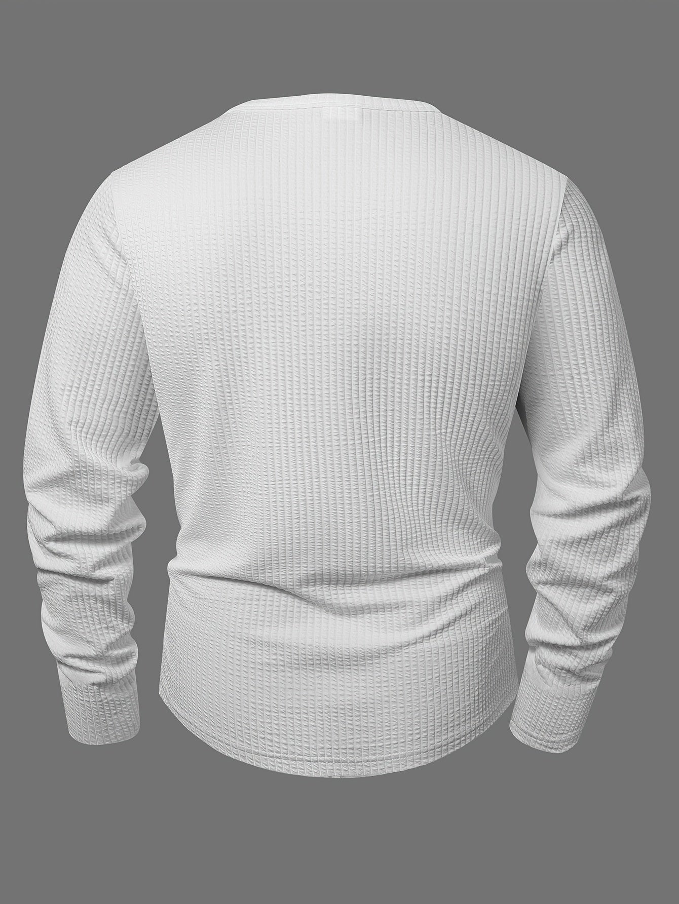 Camiseta de manga larga para hombre, de punto acanalado, con cuello Henley, informal