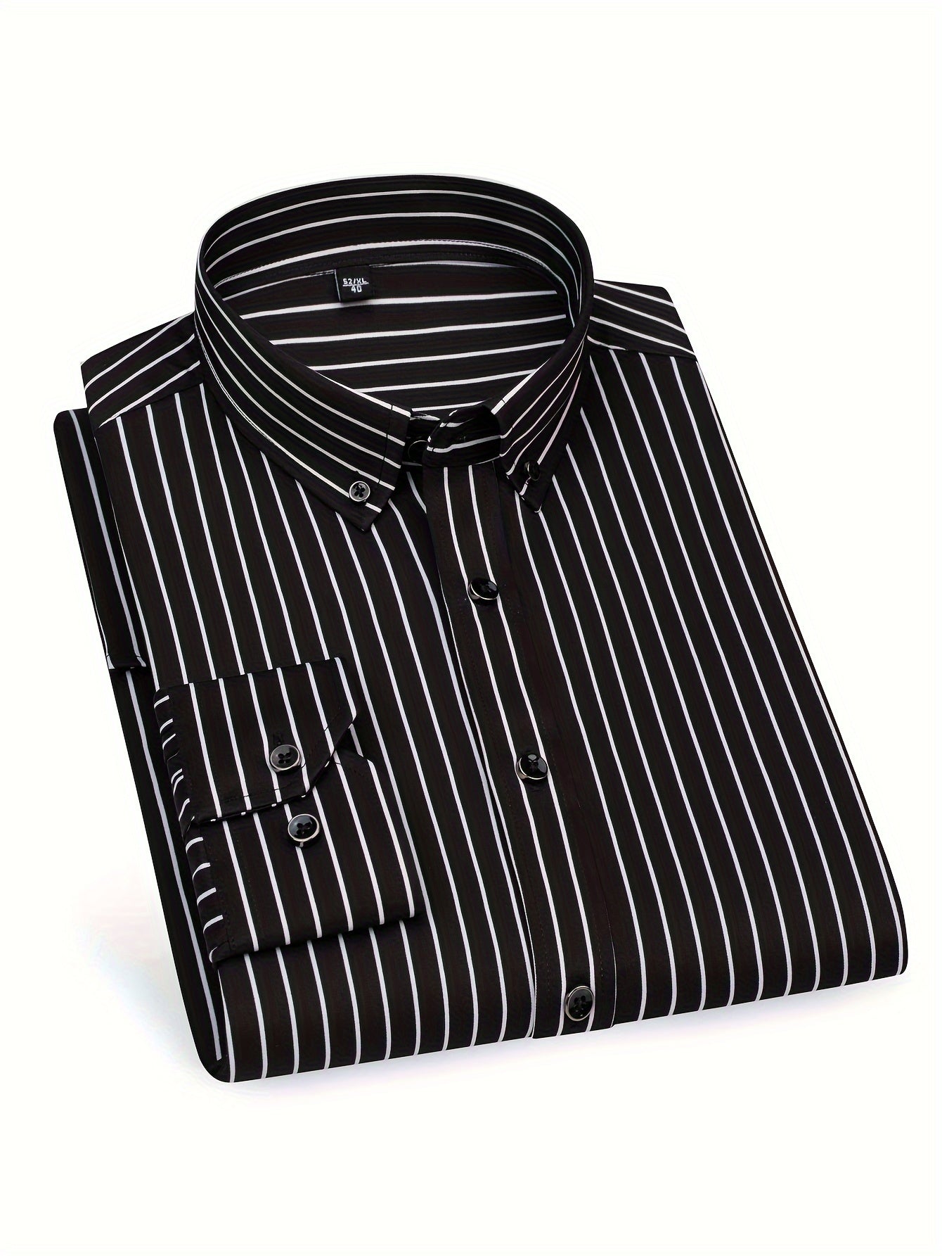 Chemise décontractée homme slim fit à rayures avec patte de boutonnage – Parfaite pour le quotidien et les sorties