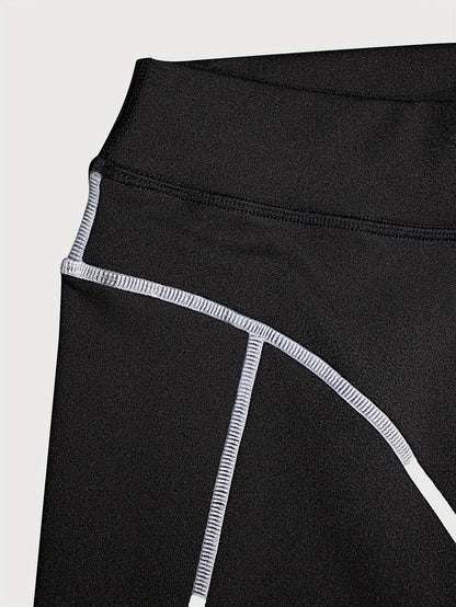 Zwarte dameslegging met contrasterende naden voor sport en vrije tijd