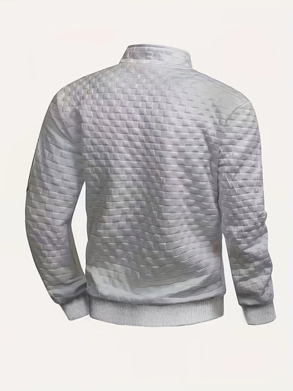 Herren Halbzipper Pullover Stehkragen Sweatshirt Gesteppter Struktur-Stoff