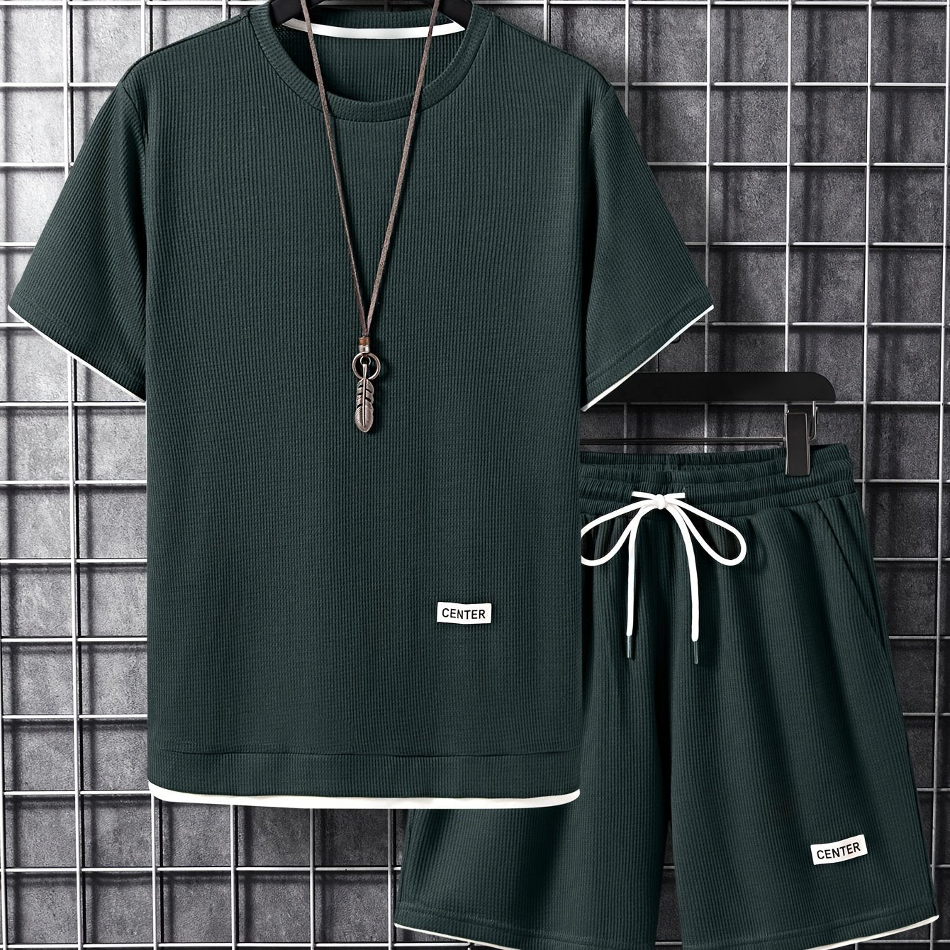 Ensemble décontracté homme T-shirt manches courtes & short – Tenue d'été décontractée avec col rond