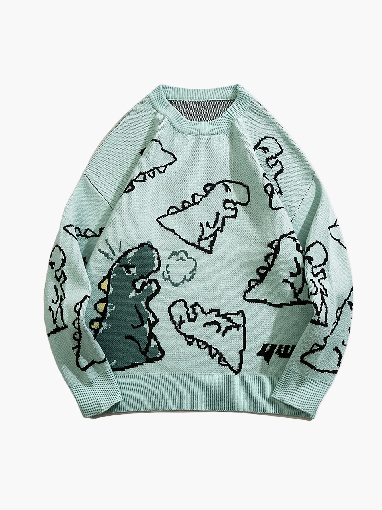 Herren Pullover im Cartoon-Dinosaurier-Design, lässig, Streetwear, für Herbst & Winter