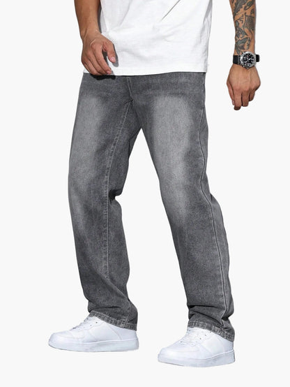 Jean homme coupe relaxed fit jambe droite – Style urbain décontracté pour quotidien et loisirs