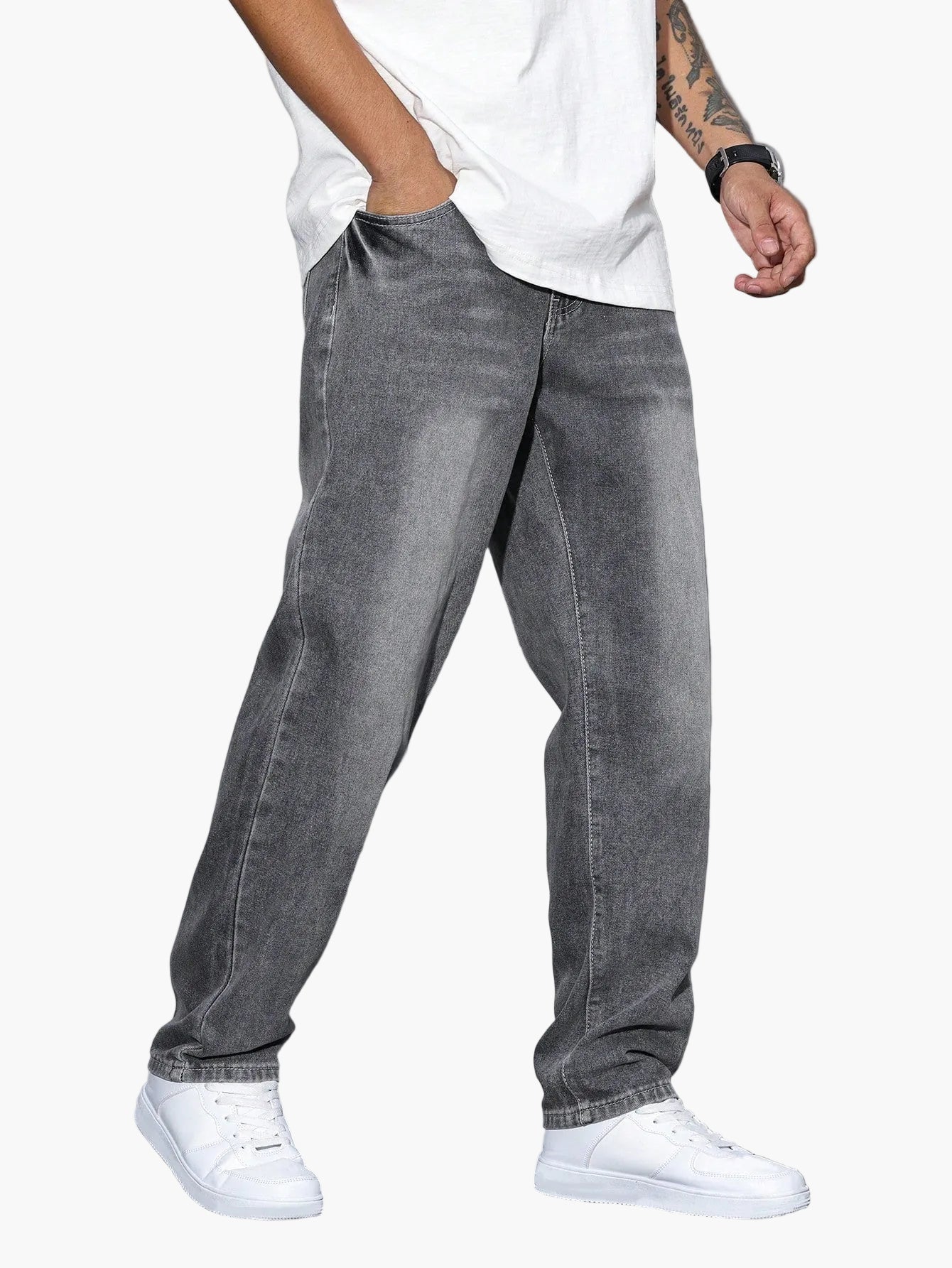 Jean homme coupe relaxed fit jambe droite – Style urbain décontracté pour quotidien et loisirs