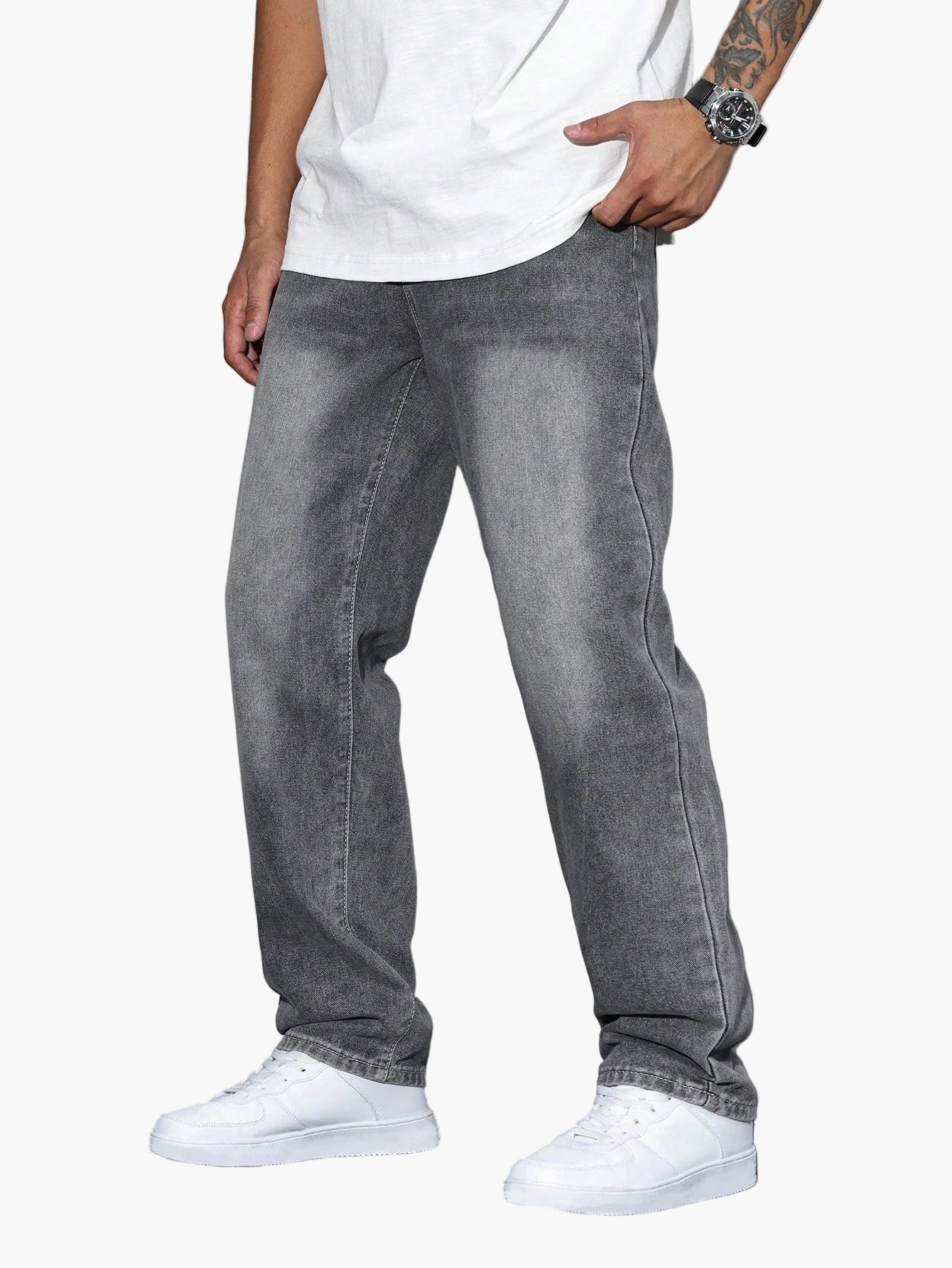Jean homme coupe relaxed fit jambe droite – Style urbain décontracté pour quotidien et loisirs