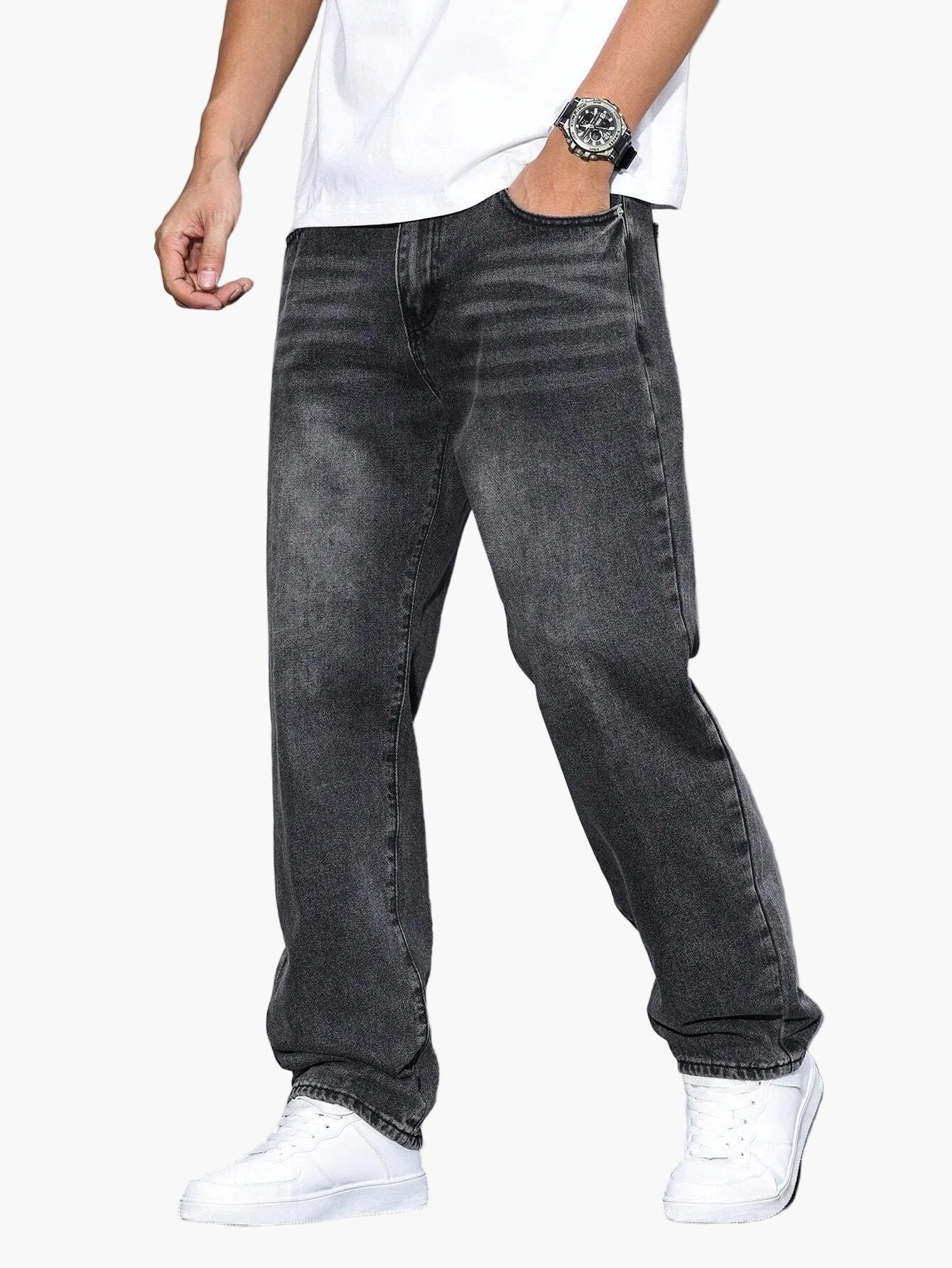 Jean homme coupe relaxed fit jambe droite – Style urbain décontracté pour quotidien et loisirs