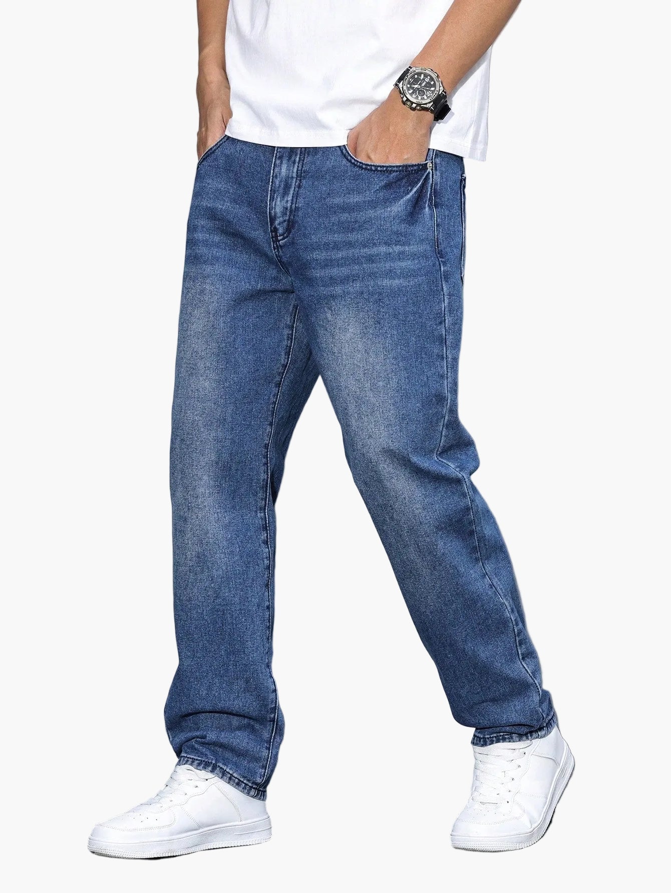Jean homme coupe relaxed fit jambe droite – Style urbain décontracté pour quotidien et loisirs