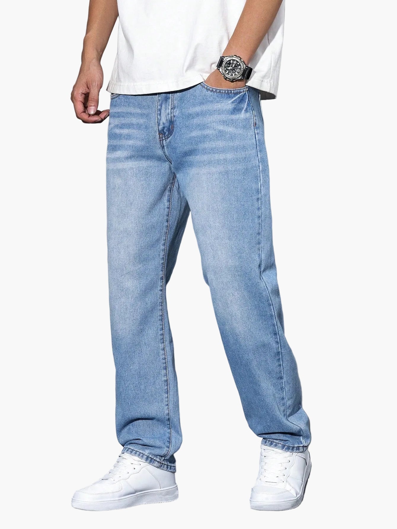 Jean homme coupe relaxed fit jambe droite – Style urbain décontracté pour quotidien et loisirs