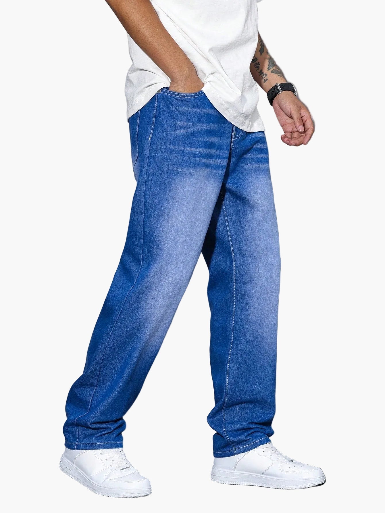 Jean homme coupe relaxed fit jambe droite – Style urbain décontracté pour quotidien et loisirs