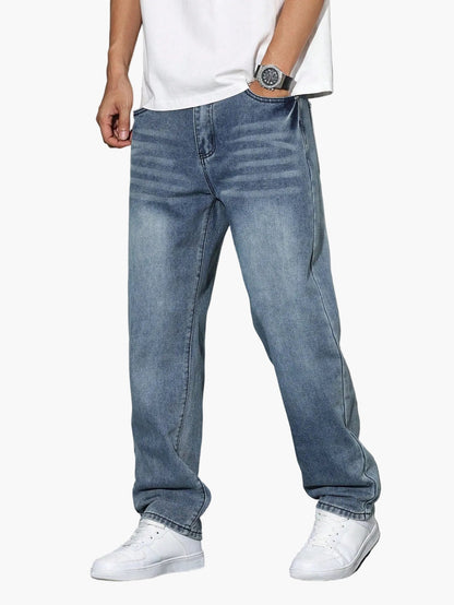Jean homme coupe relaxed fit jambe droite – Style urbain décontracté pour quotidien et loisirs
