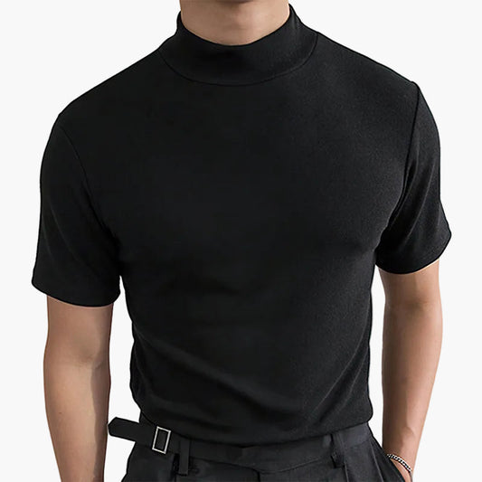 Camiseta de cuello alto de manga corta moderna para hombre – Prenda elegante para ocio y negocios