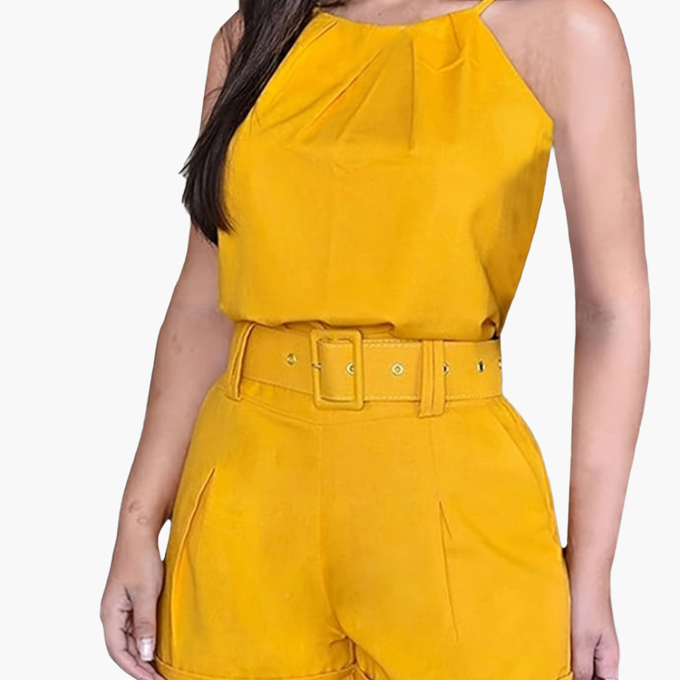 Tuta corta estiva elegante da donna con cintura – Completo alla moda per tempo libero e vacanze