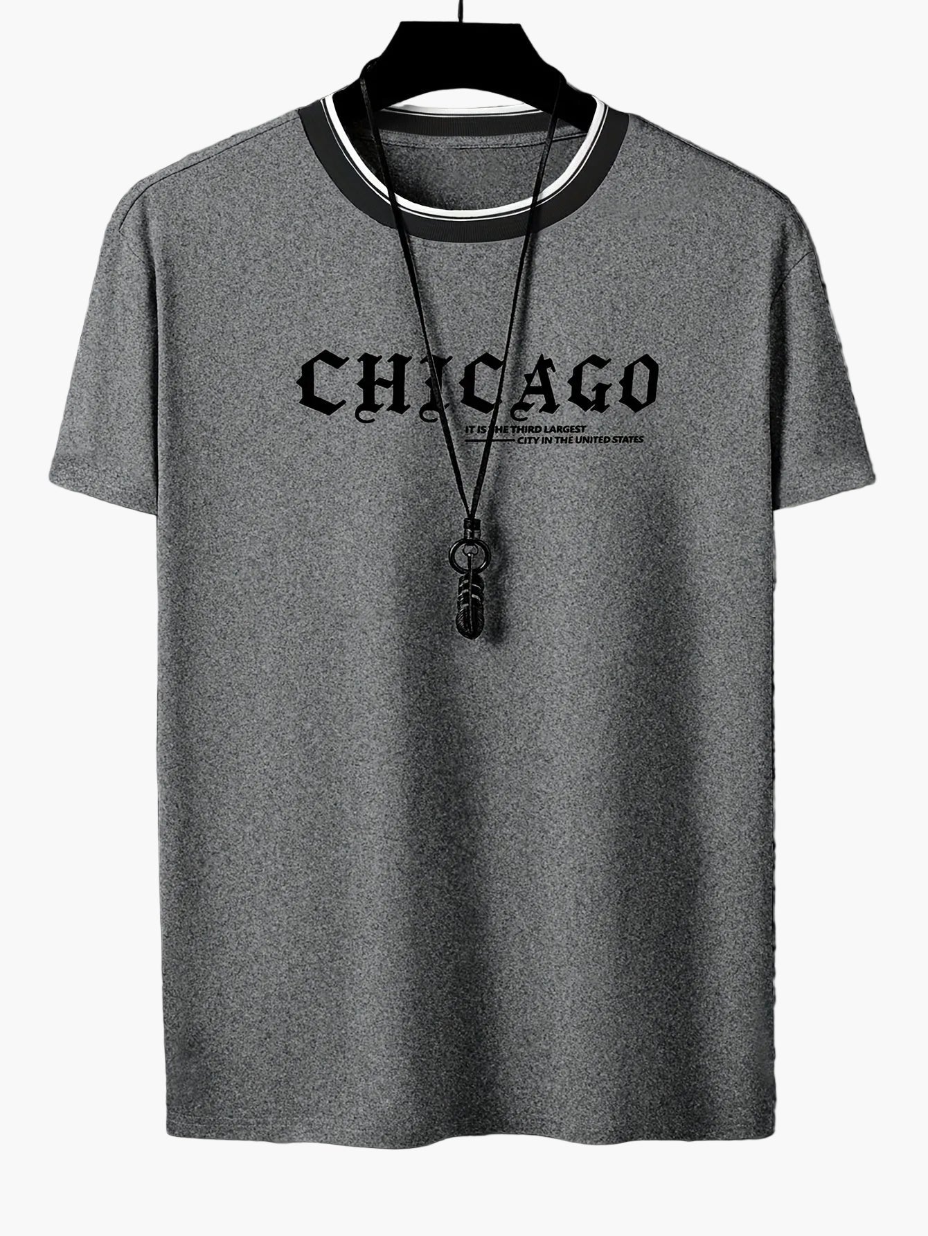 Herre T-shirt i streetwear-stil med "Chicago" print – afslappet sommeroverdel