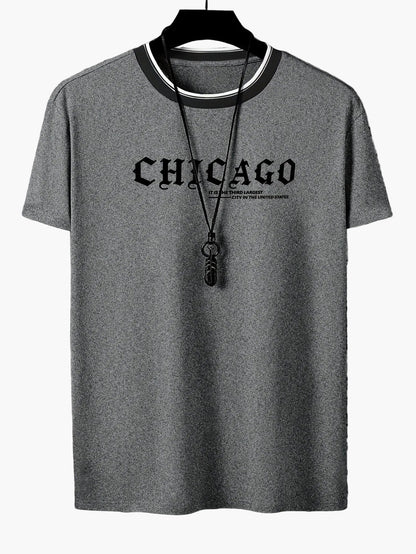Herre T-shirt i streetwear-stil med "Chicago" print – afslappet sommeroverdel