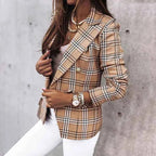 Geruite blazer voor dames met knopen en lange mouwen