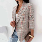 Geruite blazer voor dames met knopen en lange mouwen