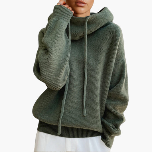 Pull à capuche oversize en maille femme – Confort décontracté pour le quotidien et les loisirs