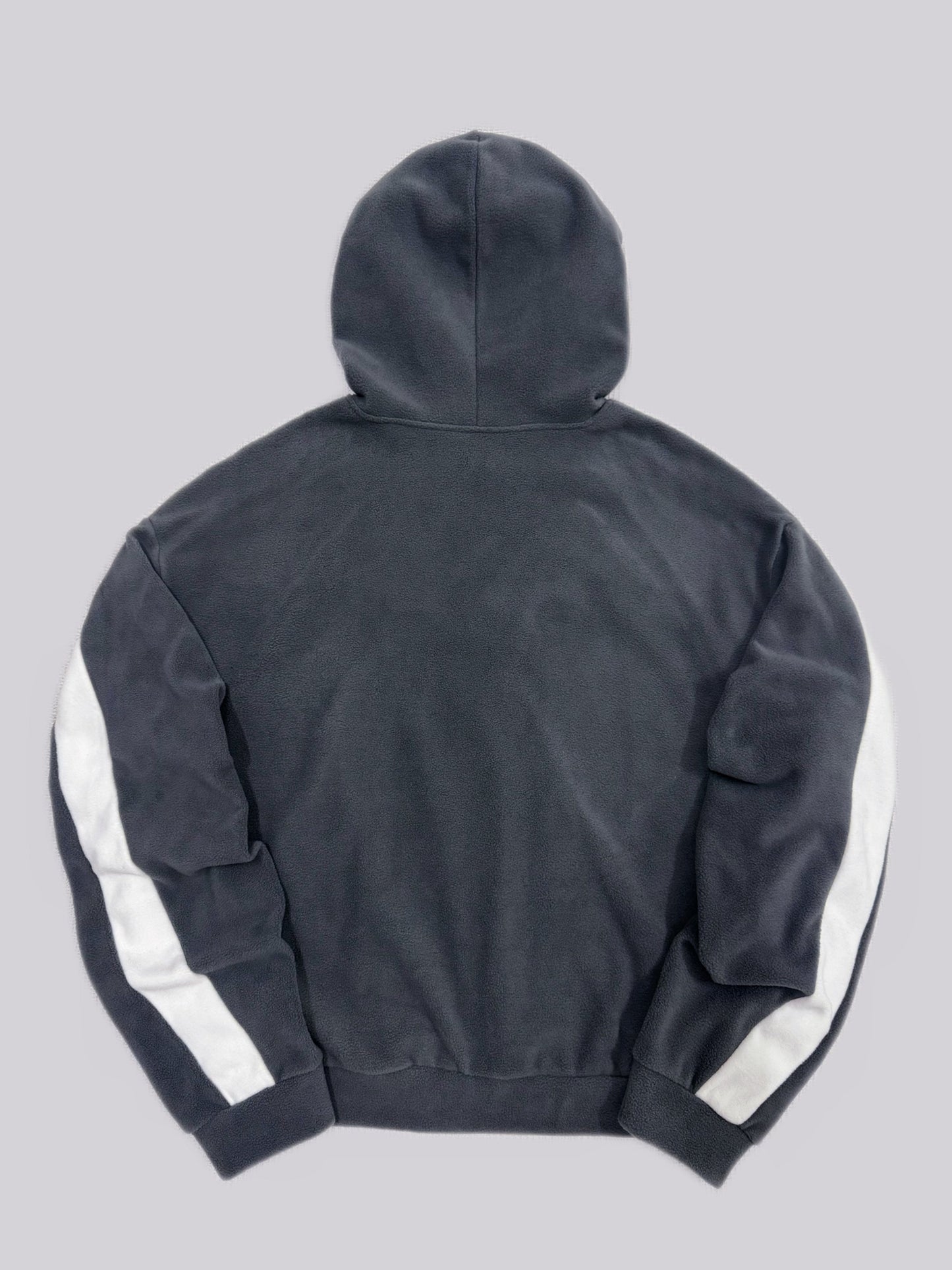 Unisex Hoodie Fleece Dunkelgrau Weiß Streifen Sticklogo
