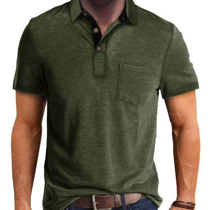 Polo uomo manica corta con taschino – Camicia casual moderna per tutti i giorni e il tempo libero