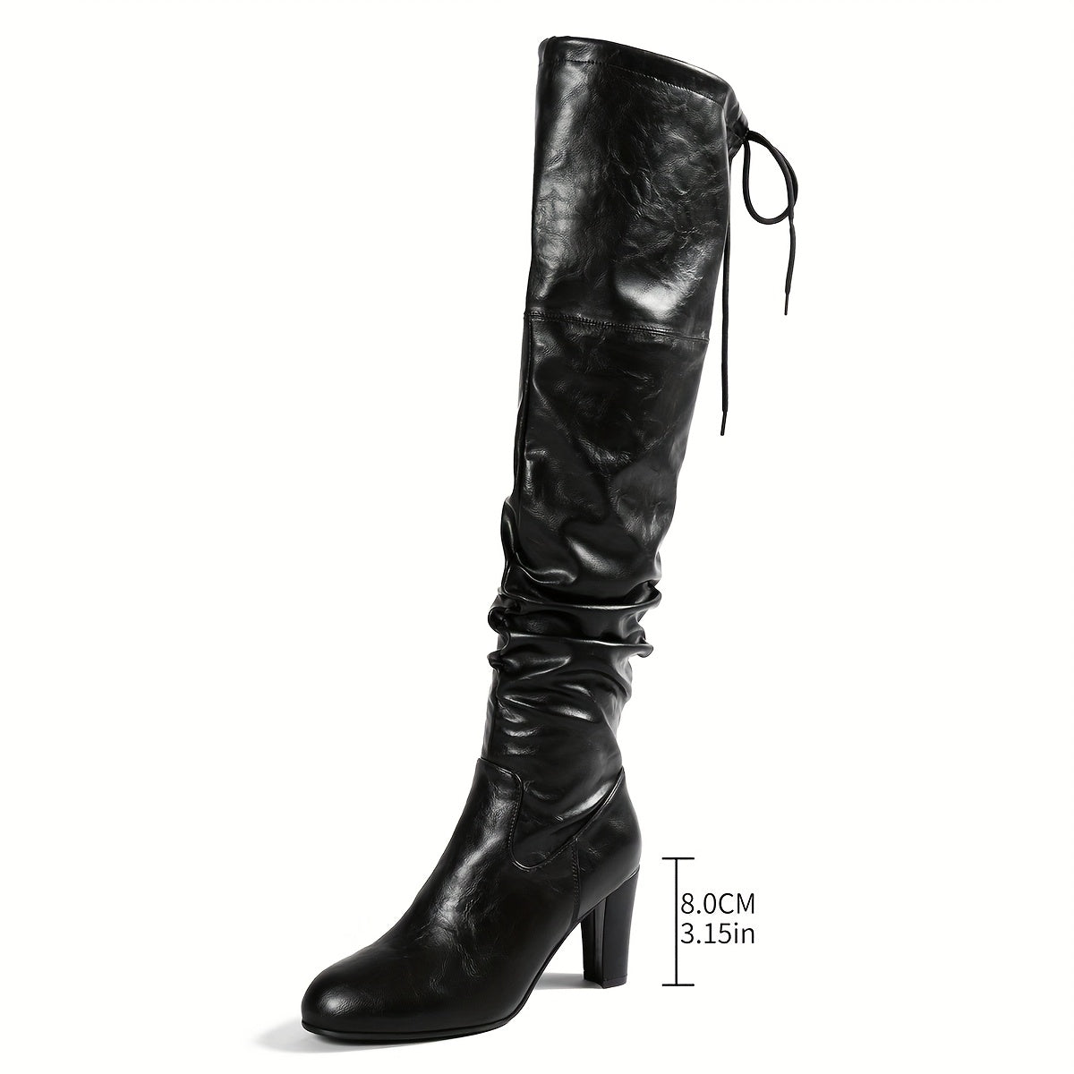 Damen Overknee Stiefel Schwarz mit Absatz