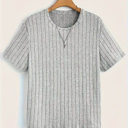 Herre T-shirt med lodret ribmønster – Moderne kortærmet shirt til hverdag og fritid