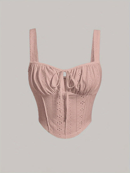 Damski top gorsetowy w stylu boho z ozdobnym sznurowaniem – modny bustier na wiosnę i lato