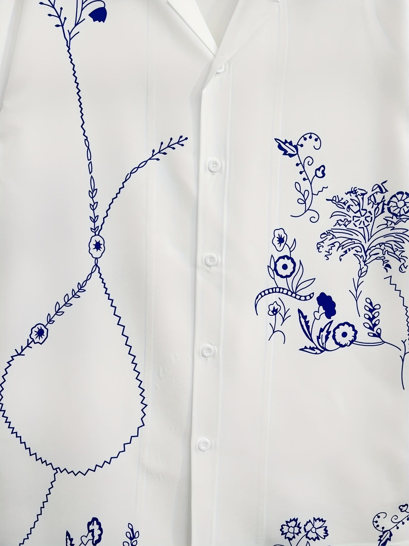 Camisa de manga corta para hombre estilo resort con bordado floral artístico – Estilo casual moderno