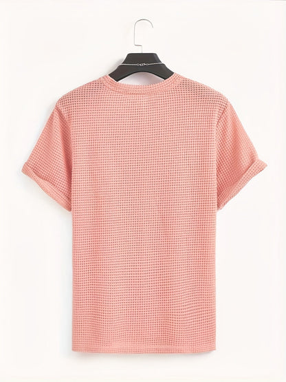 Męski krótki rękaw T-shirt ze strukturą i nowoczesnym stylem casualowym