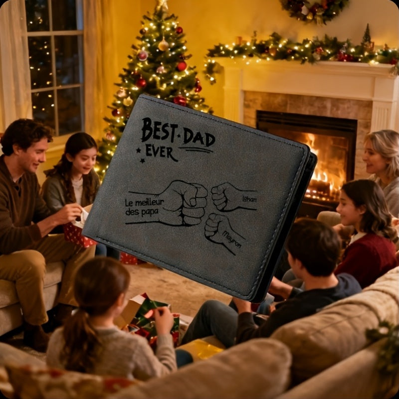 Herren Geldbörse mit Gravur – Best Dad Ever, personalisierbar mit Namen – Perfektes Geschenk für Väter
