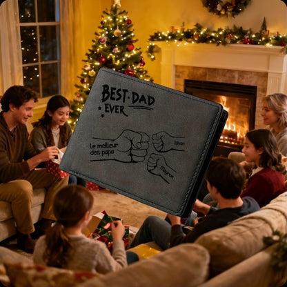 Herren Geldbörse mit Gravur – Best Dad Ever, personalisierbar mit Namen – Perfektes Geschenk für Väter