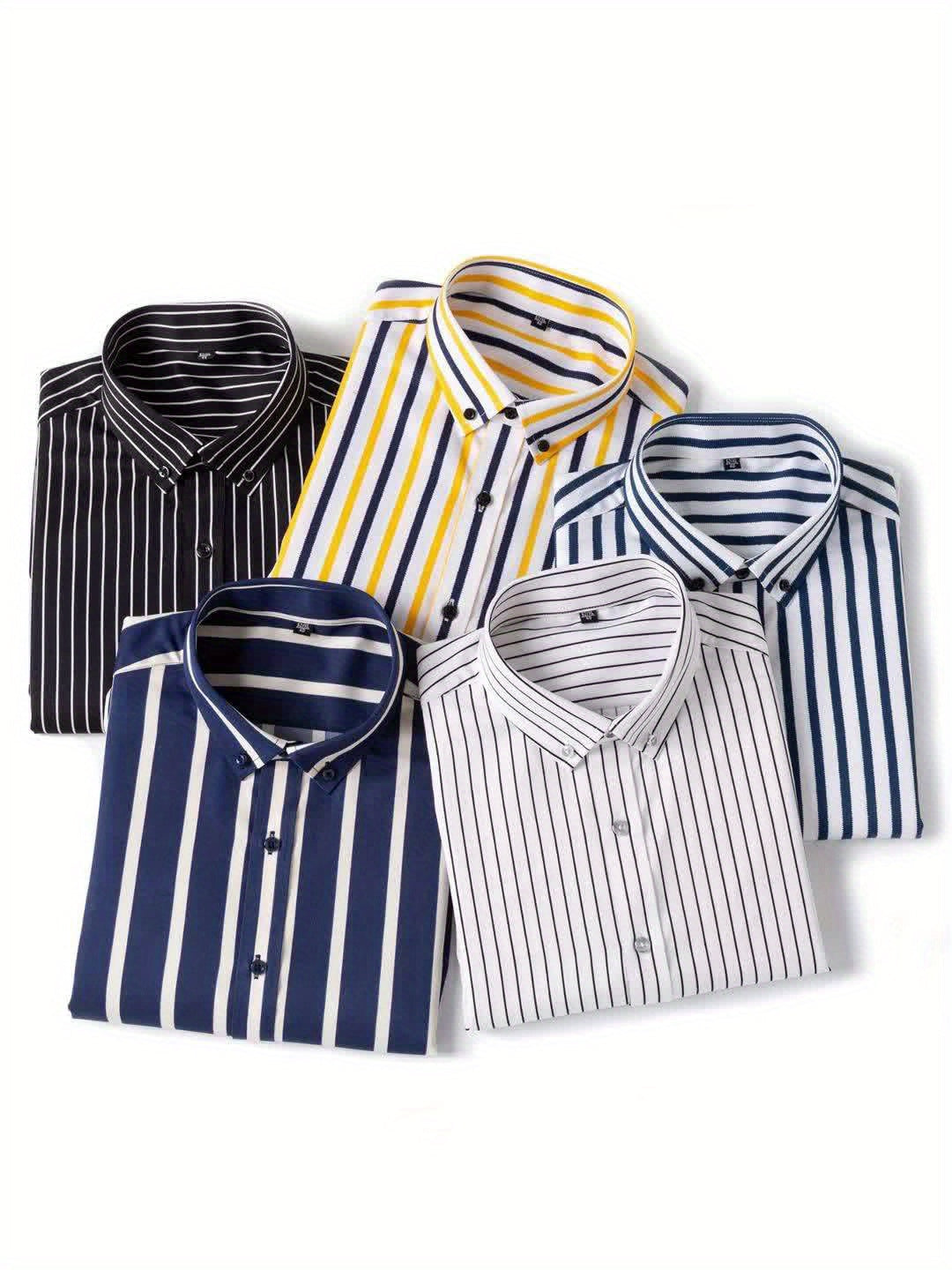 Chemise décontractée homme slim fit à rayures avec patte de boutonnage – Parfaite pour le quotidien et les sorties