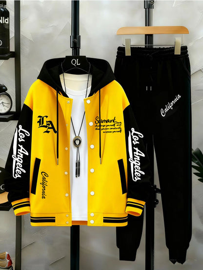 Herren College Jacke & Jogginghose Set Zweiteiler mit Los Angeles Print