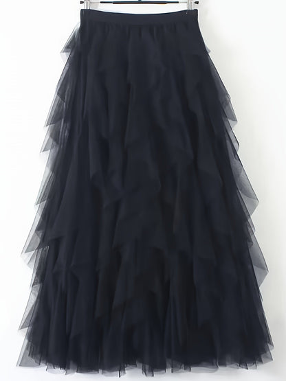 Damen Eleganter Maxirock mit Rüschen und Lagenlook – Perfekt für festliche Anlässe