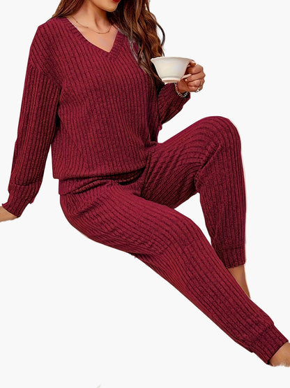 Set Pigiama Donna Lounge Homewear con Design in Maglia – Comodo Outfit Casual per Casa