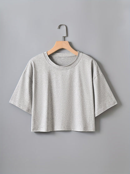Damen Crop Top T-Shirt Casual für Sommer – Kurze Ärmel, Rundhals, Freizeitmode