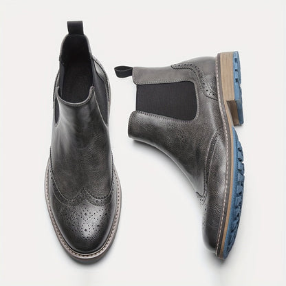 Herren Chelsea Boot mit Brogue-Muster, Elastikeinsatz & Profilsohle